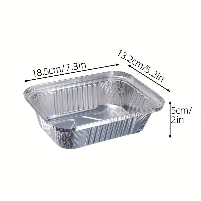 50 sets of Disposable Aluminum Foil Pans with Lids, each measuring 18.54cm x 13.21cm - Safe for Cooking, Baking, and Meal Prep - Suitable for Holidays such as Halloween, Christmas, Thanksgiving, Mother's Day, and Independence Day - Chemical-Free.