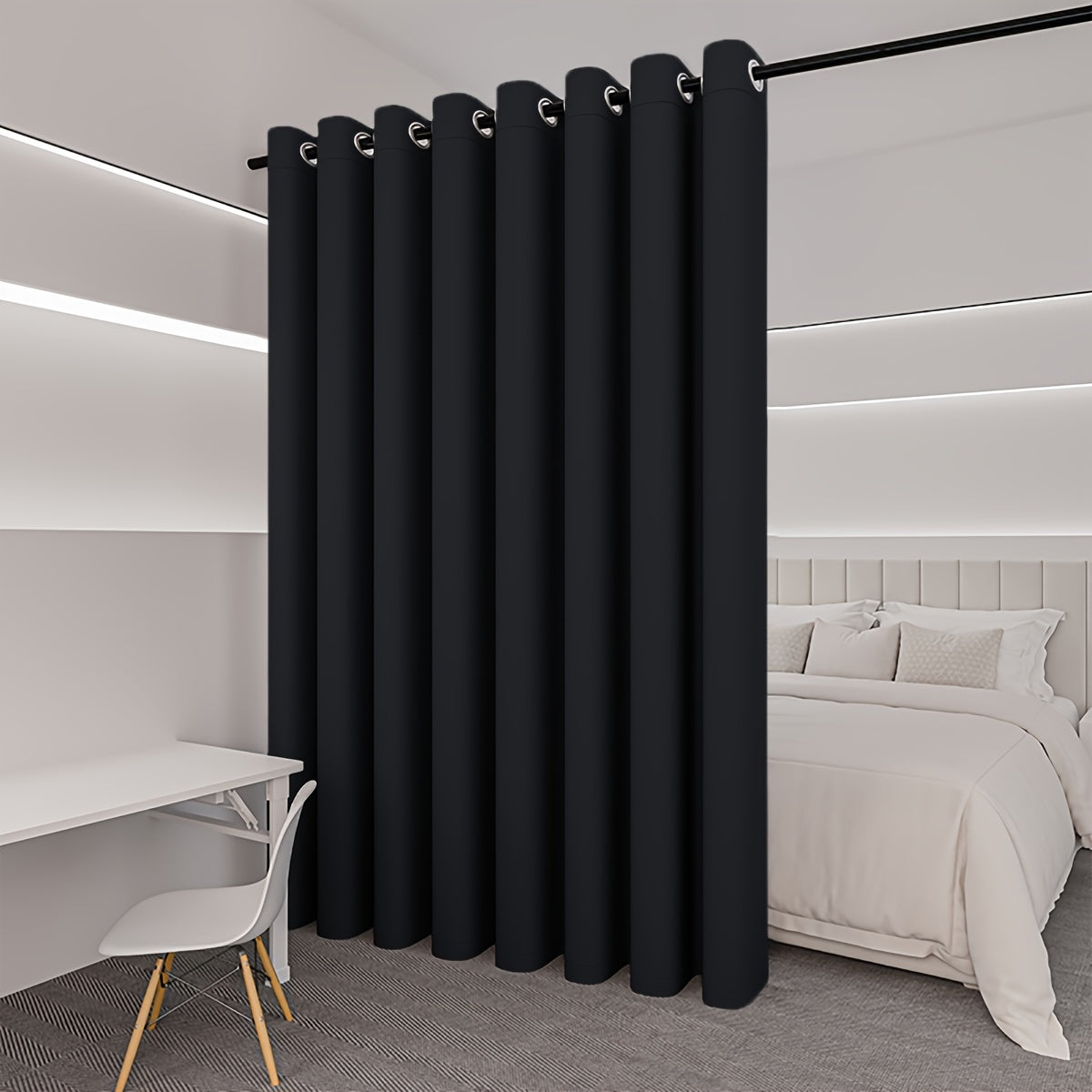 Blackout Partition Curtain for Room, Living Area, Wall, Bedroom - Wide Privacy Grommet Curtain for Living Room, Bedroom, Kitchen, Patio Home Decor