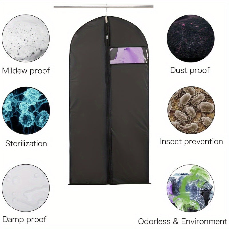 Durable 5-Piece Suit Dust Cover Bag Set with Window - Hanging Clothes Storage Bags for Shirts, Suits, Dresses, Coats - Portable Garment Protective Bags with Household Organizer Features - Ideal for Bedrooms, Closets, Wardrobes, Homes, and Dorms