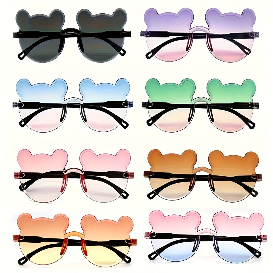 2 bear ear fashion glasses for teens in mixed color PC frame, perfect for New Year, Valentine's Day, and carnival gifts.