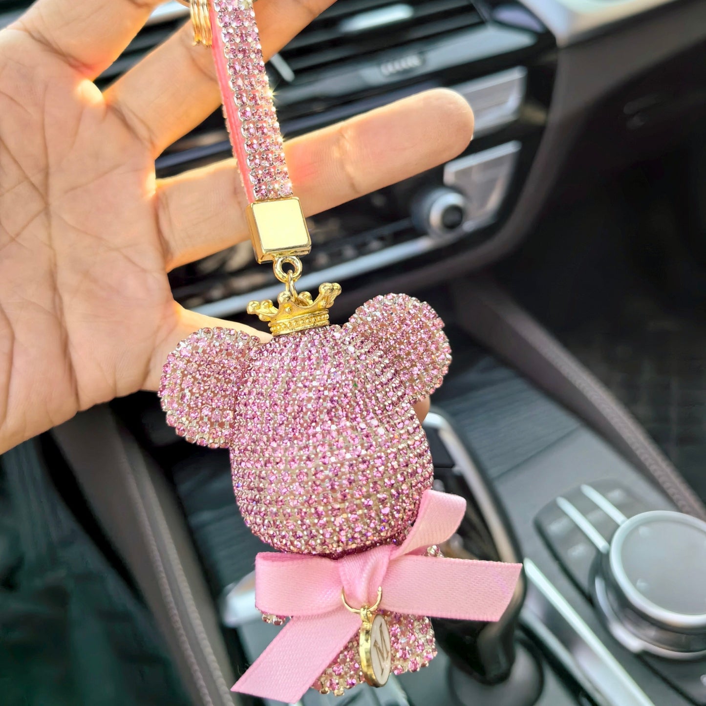 Rhinestone Bear Keychain - Adorable Cartoon Animal Keychain with Metal Ring for Bags, Backpacks, Cars, or Keys - Perfect Gift for Women and Girls