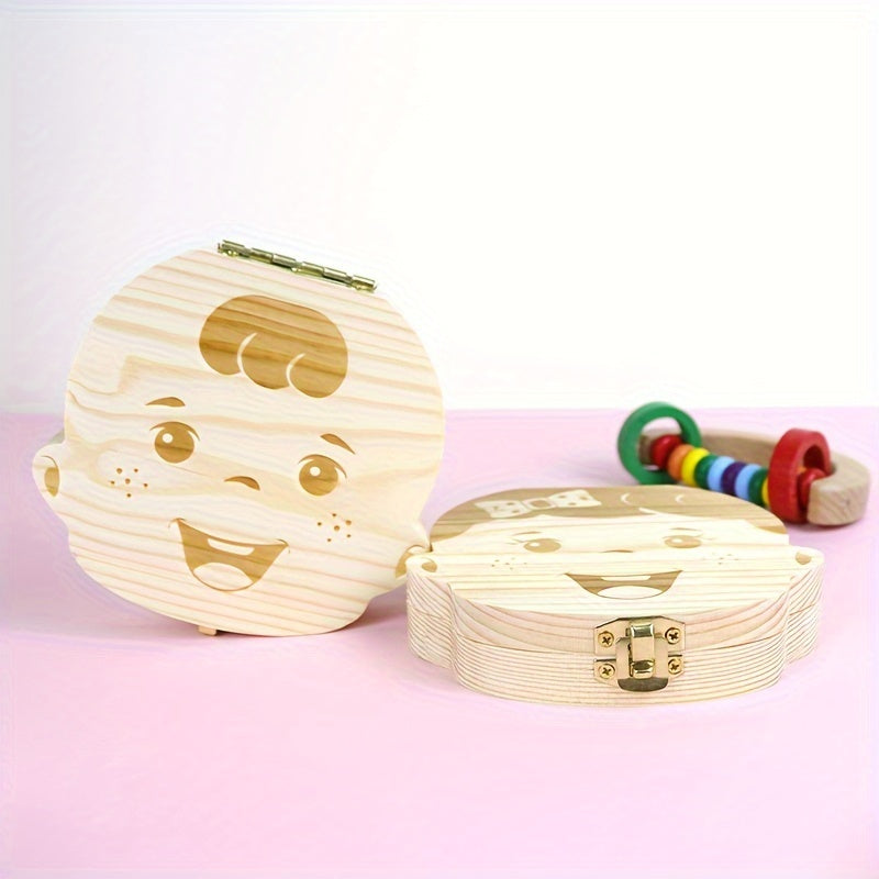 Youngsters Keepsake Box made of natural wood, complete with compartments for storing baby teeth and umbilical cords. A perfect way to preserve memories from a child's first years. Makes an ideal Christmas gift.