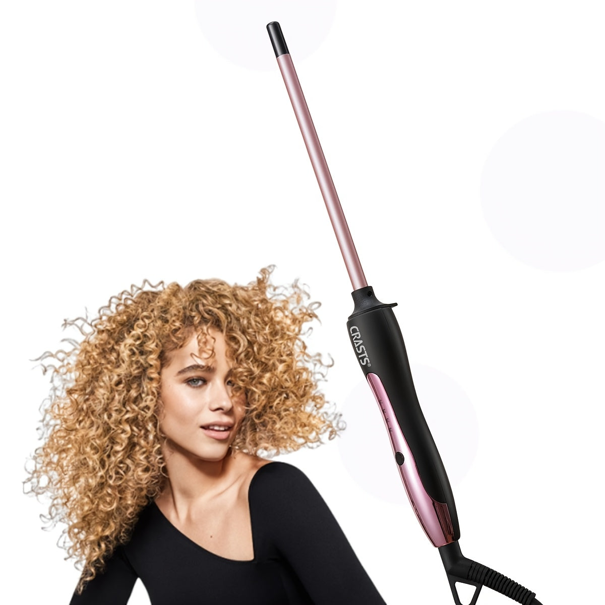 CRASTS 9mm Unisex Adult Teddy Curling Iron, 30W Plug Powered Hair Curler with Type C Plug, 220V for Soft Waves and Bangs, No Battery Needed, Hair Styling Tool for Students.