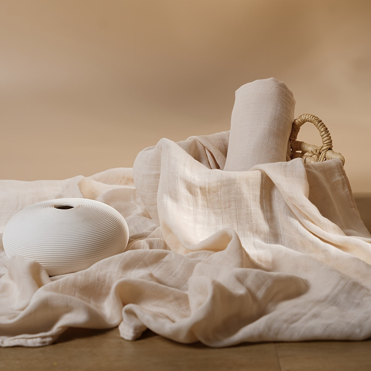 Bamboo Muslin Swaddle Blanket in Solid Color - Perfect for Baby Bath Time, Photography Sessions