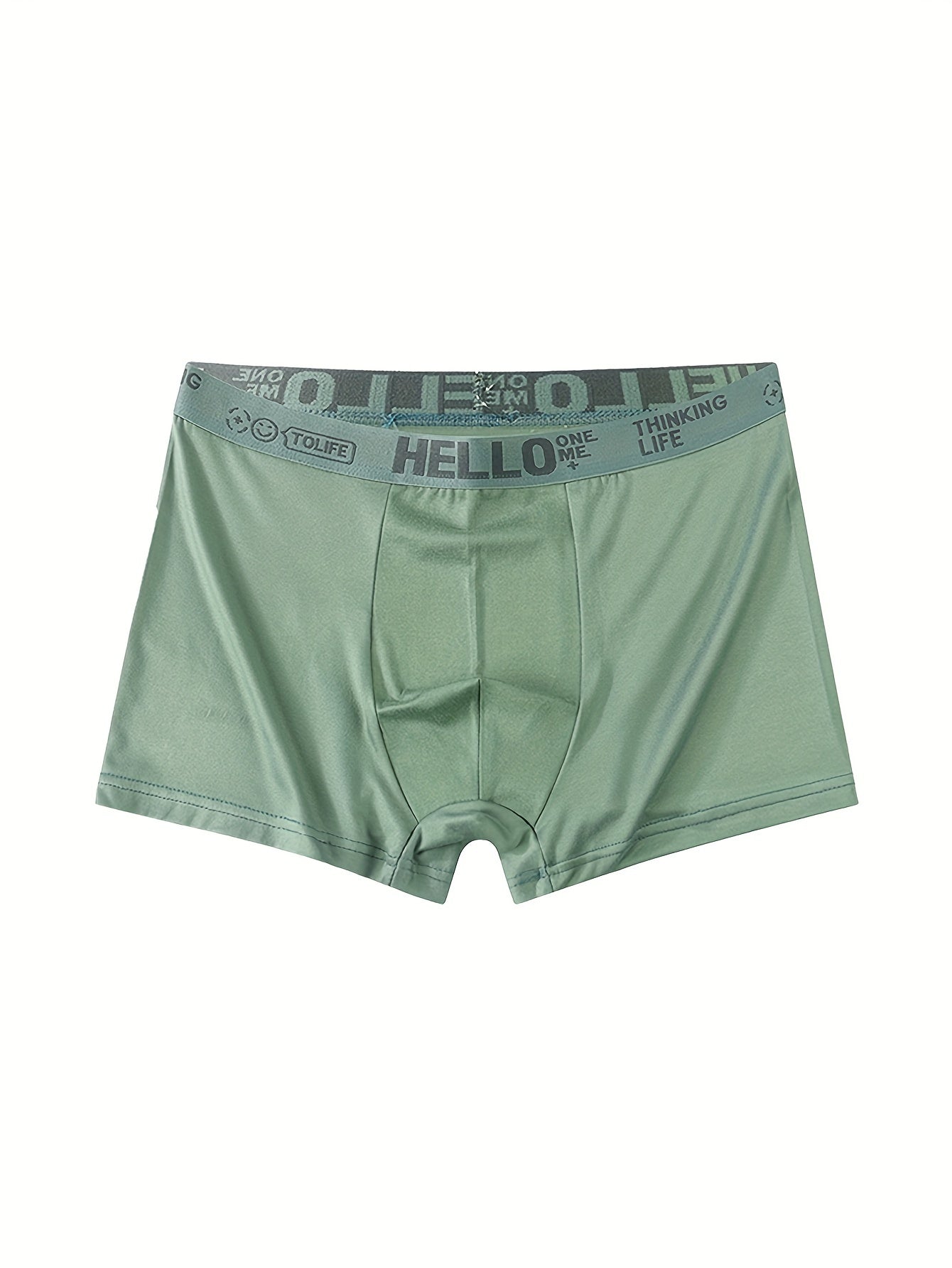 8pcs 'Hello' Print Men's Boxer Briefs - Fashionable, Breathable, Comfortable Sports Trunks