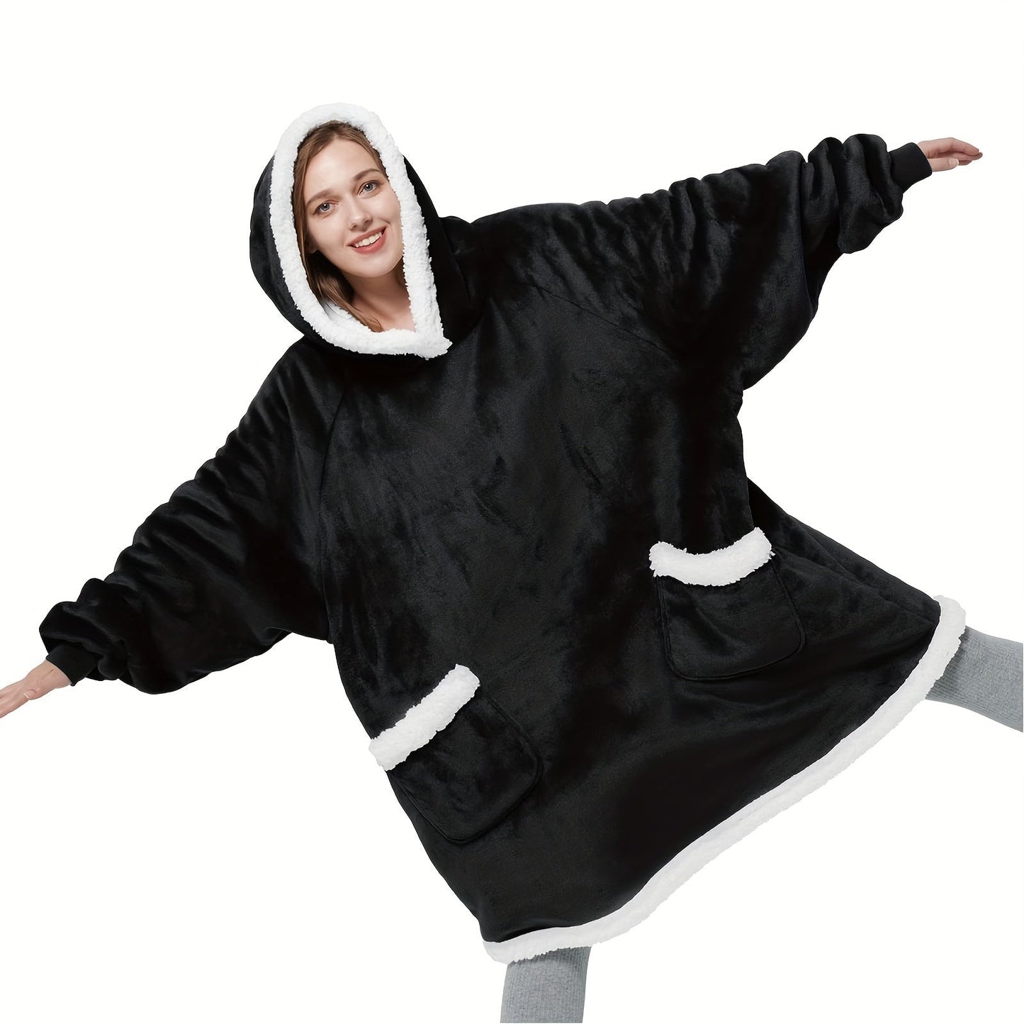 Oversized Wearable Blanket Hoodie with Sleeves - Cozy Hooded Blanket Perfect for Gifts for Girlfriend, Women, and Mom. Thickened and Super Soft material for ultimate comfort. Keep warm in this comfortable wearable hoodie blanket designed for adults.