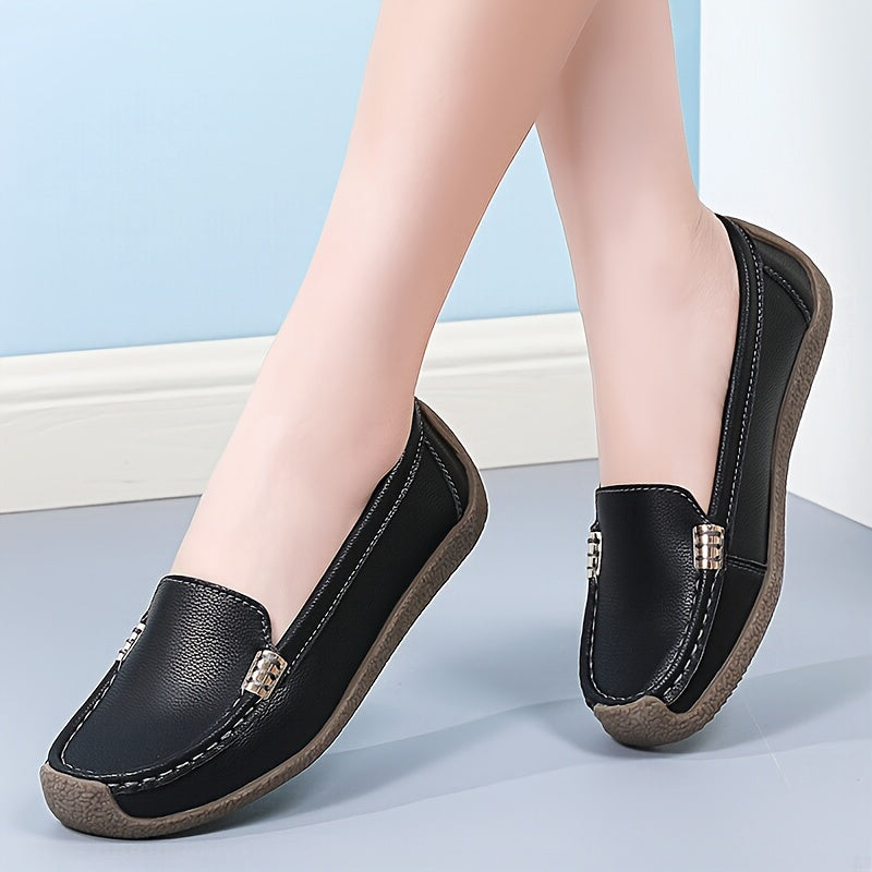 Women's casual loafers with soft lightweight sole, suitable for daily walking, round toe design with wear-resistant feature