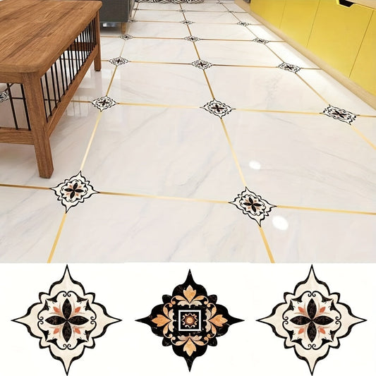 Ceramic Tile Stickers - Set of 36 Floor Tiles PVC Stickers with Wear Resistance