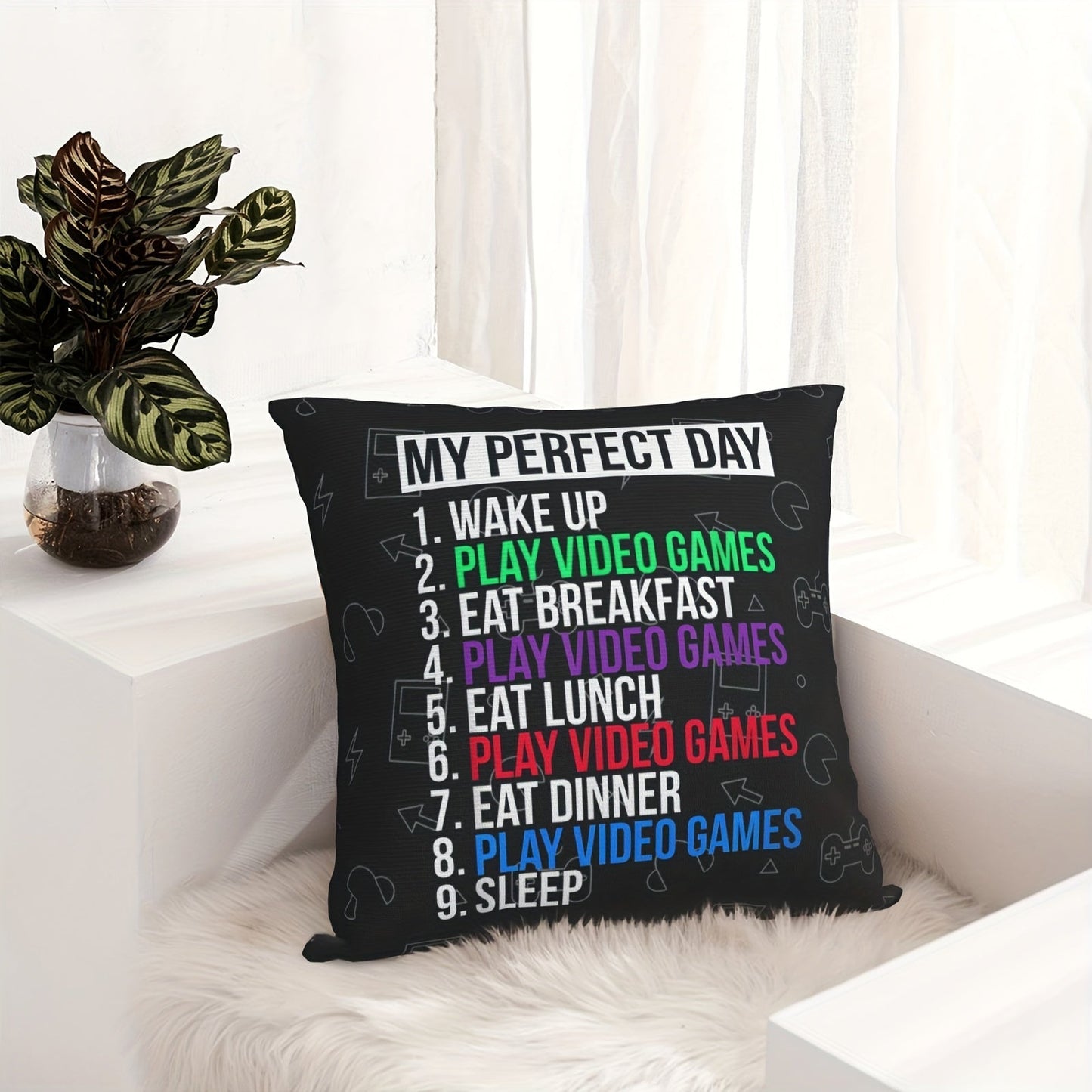 Vibrant and Cozy Gamer's Dream: 18x18 Plush Throw Pillow Cover in Soft Polyester - Ideal for a Day of Gaming, Choose from Various Colors