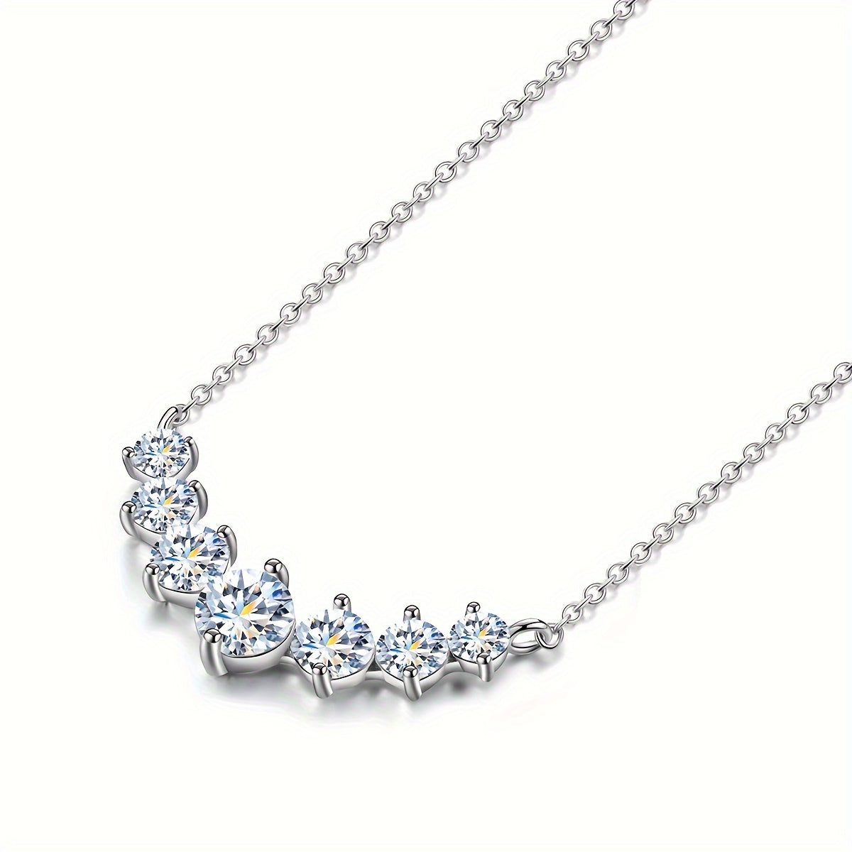 Luxurious Women's 1.7ct Moissanite Pendant Necklace in Sterling Silver, Perfect for Weddings and Mother's Day Gifts - Sparkling Smile Diamond Necklace, Promise of Eternity. Luxury Ladies Jewelry.