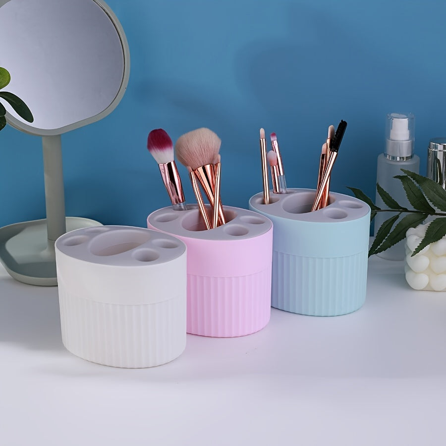 Toothbrush holder for household use, made of plastic. Can also be used as a storage box or organizer for toothbrushes and toothpaste in the bathroom.