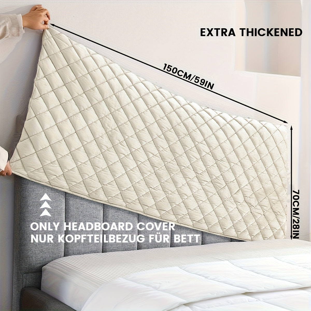 TEXSTEAD Thickened Headboard Cover - Machine Washable, Polyester Fiber Fill - For Bedroom & Living Room Decor