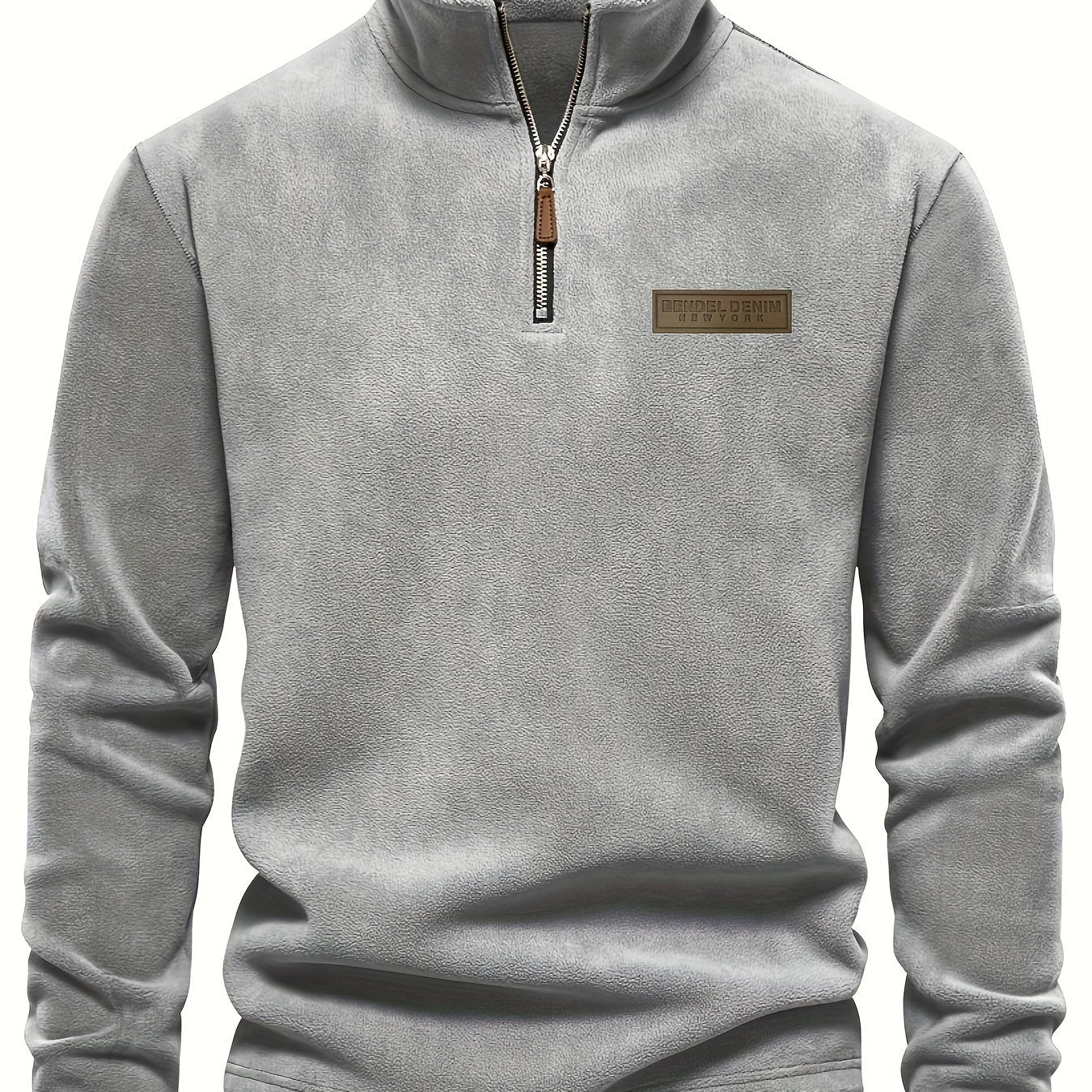 Men's Half-Zip Fleece-Lined Sweatshirt- Casual, Stand Collar, Long Sleeve for Fall/Winter