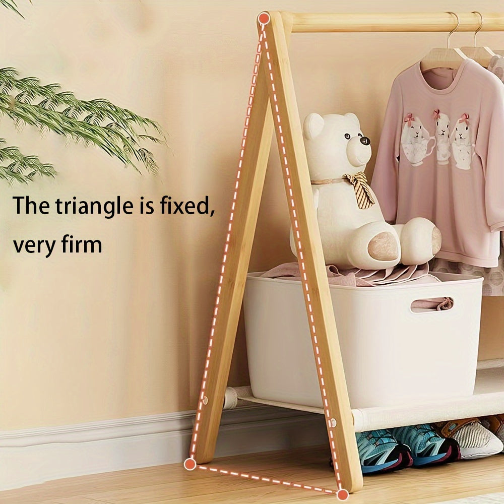 Freestanding wooden organizer for entryway with multiple hangers, ideal for small spaces. Features shoe storage and natural wood finish.