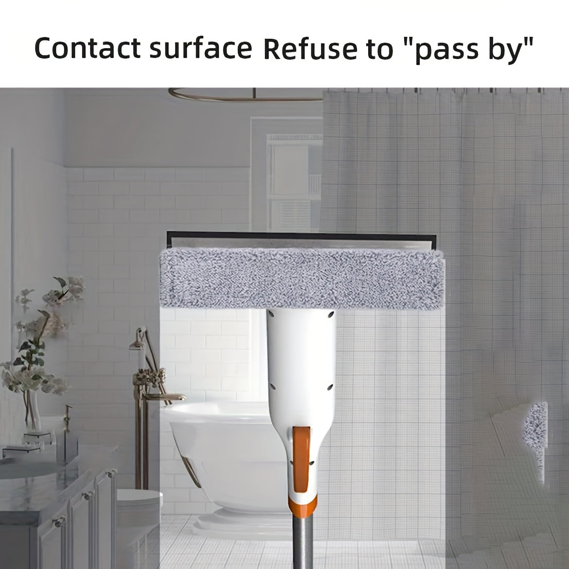 Multi-functional window spray mop with a silicone squeegee - a versatile home cleaning tool for floors and windows. Made of PVC, plastic, and iron; no electricity required. Perfect for use in the bathroom, toilet, kitchen, and walls. Features an