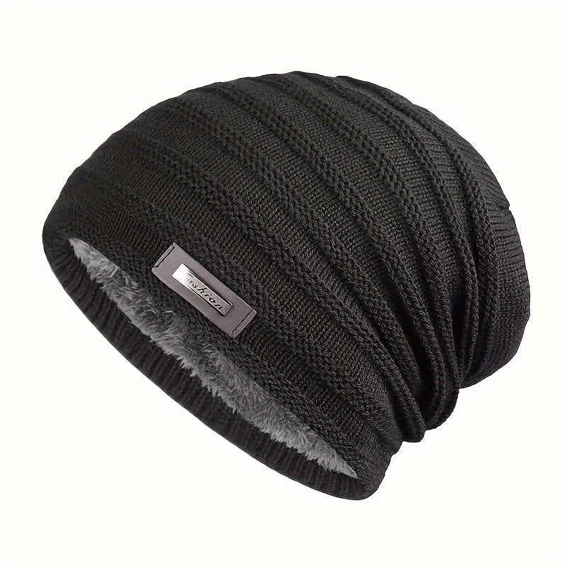 Versatile Knitted Hat for both Men and Women, Features Double Layer and Plush Velvet Lining - Perfect Gift Option