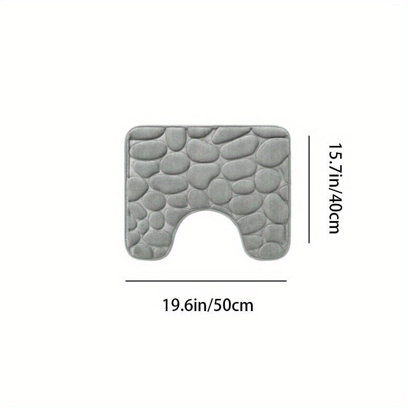 Pebble Embossed Non-Slip Bathroom Bath Mat Set with Memory Foam - Super Soft, Absorbent, and Quick-Drying Rug for Comfort and Safety. Machine Washable and Thick for a luxurious feel in your bathroom.