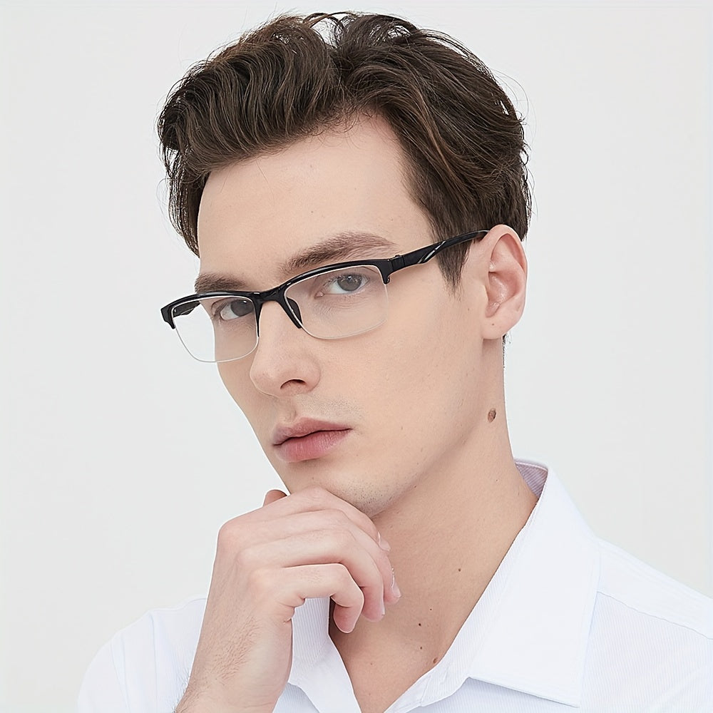 Men and women black resin reading glasses with half frame, portable and ultralight. Ideal for gifts.