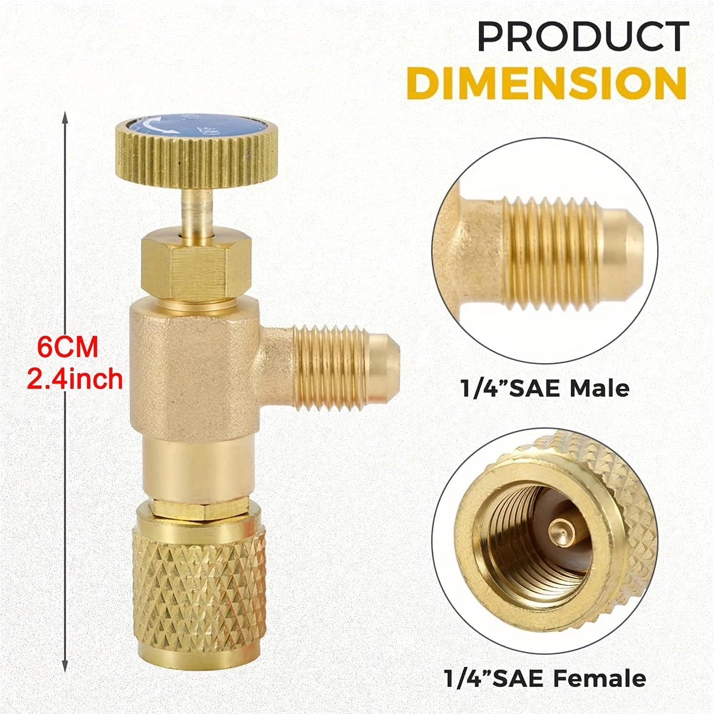 Top-of-the-line Brass R410A & R22 Refrigerant Safety Valve with Adapters - Requires No Power, Perfect for HVAC Systems & Air Purifiers, Equipped with Charging Valve, Made of Copper and Fluorine