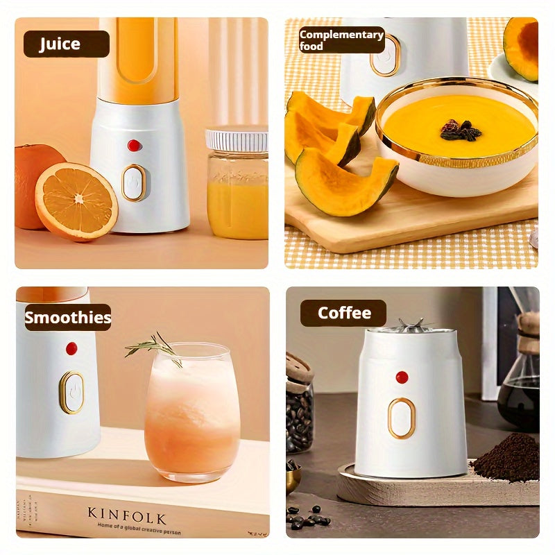 Dual Cup Portable Electric Juicer Set - USB Rechargeable, Lithium Battery Operated, Versatile for Home, Dorm, Travel & Outdoor Activities