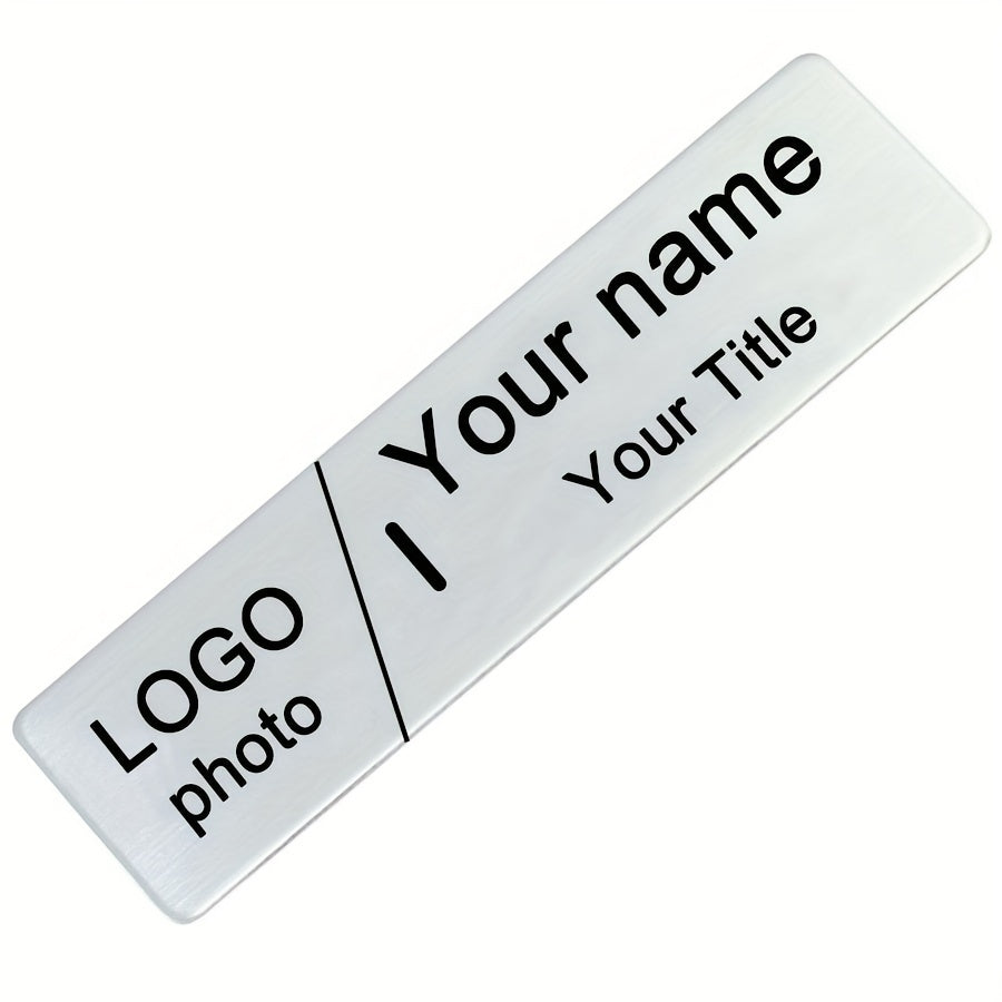 Unique Personalized Name Tag Pin – Sophisticated Stainless Steel Badge with Custom Engraving, Simple and Elegant Design, Fun Slogan Option for Company Identification – Square Badge Ideal for Executives and Industry Experts.