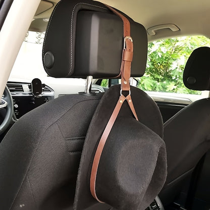 Faux Leather Car Hat Rack: Stylish and Secure Seat Organizer for Hats - Effortless Installation with Zero Damage