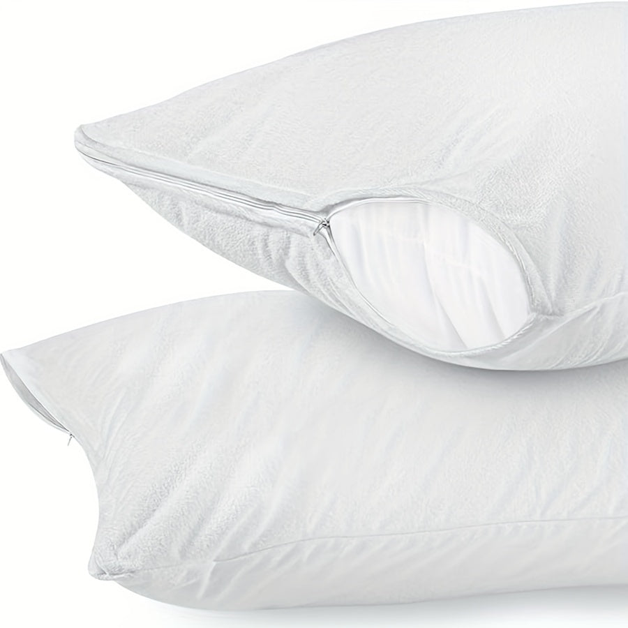 Waterproof and stain-proof pillow protector made from solid color pillowcase and full towel cloth.