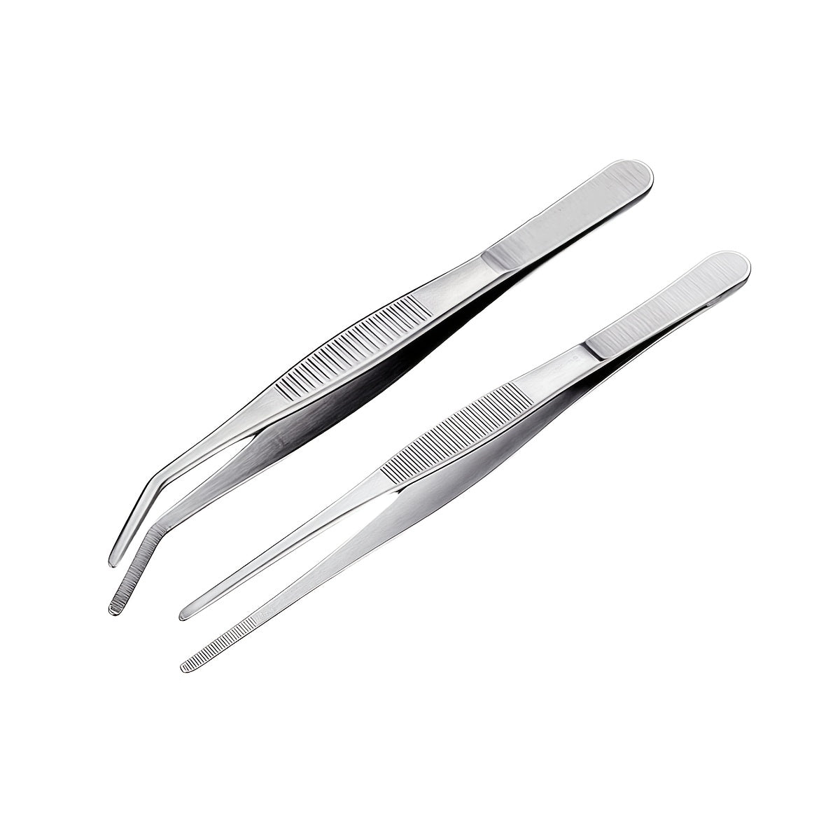 2pc Stainless Steel Tweezers Set for cooking, grilling, bonsai, jewelry making - long, durable, anti-slip home and office tools.