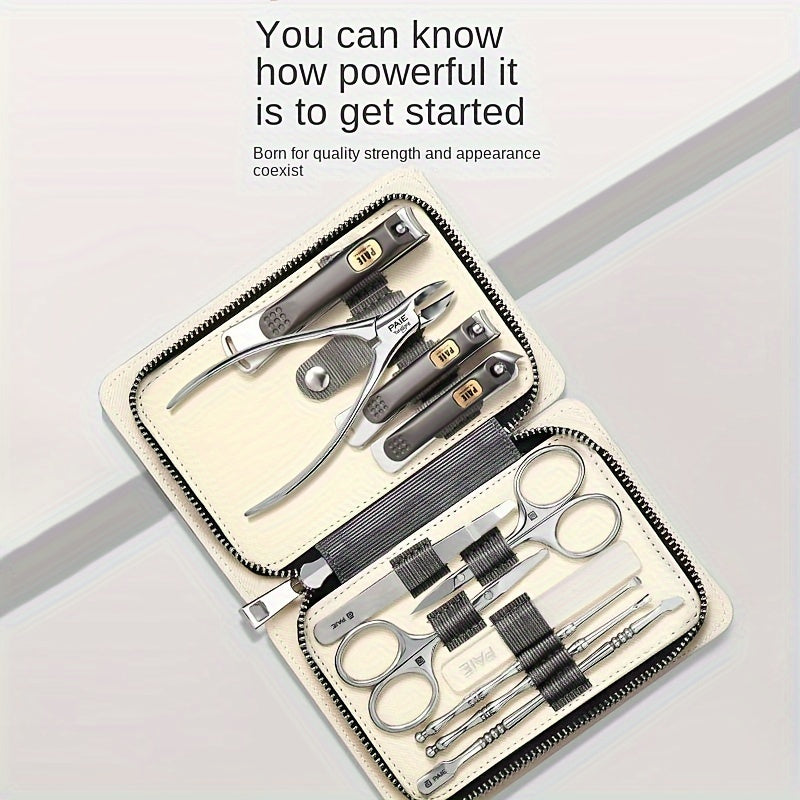 9/11 Stainless Steel Fingernail Clipper Set with Storage Case, Unscented Nail Grooming Kit, Precision Trimming Blade.