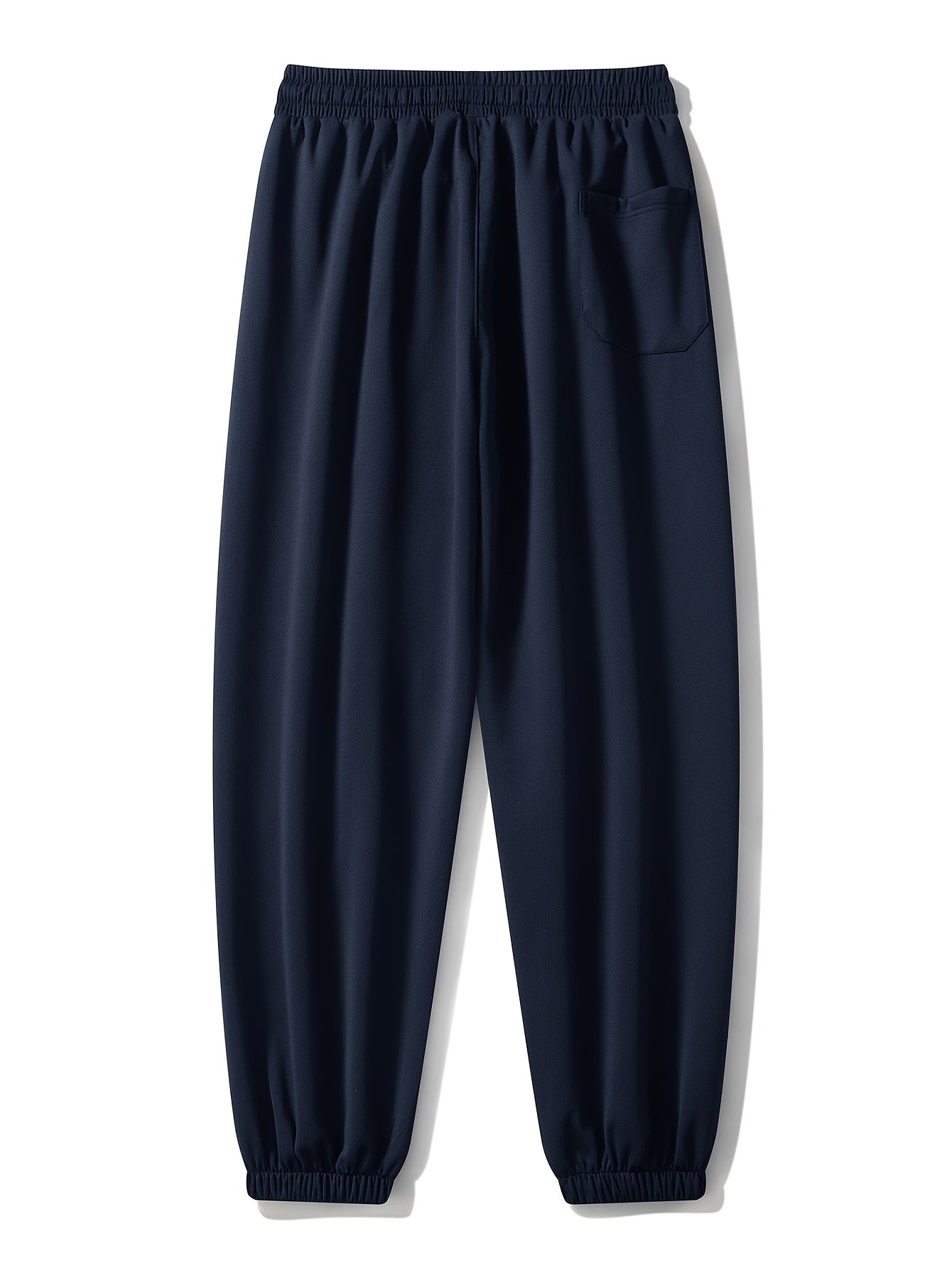 Loose fit, striped sweatpants for men, plus size, made of polyester blend with elastic waistband and drawstring. Machine washable for year-round comfort.