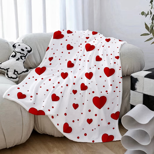 Warm, Soft, and Reversible Cozy Love Heart Digital Print Flannel Throw Blanket - Ideal for Couch, Bed, Office, and Travel | Great Valentine's Day Present