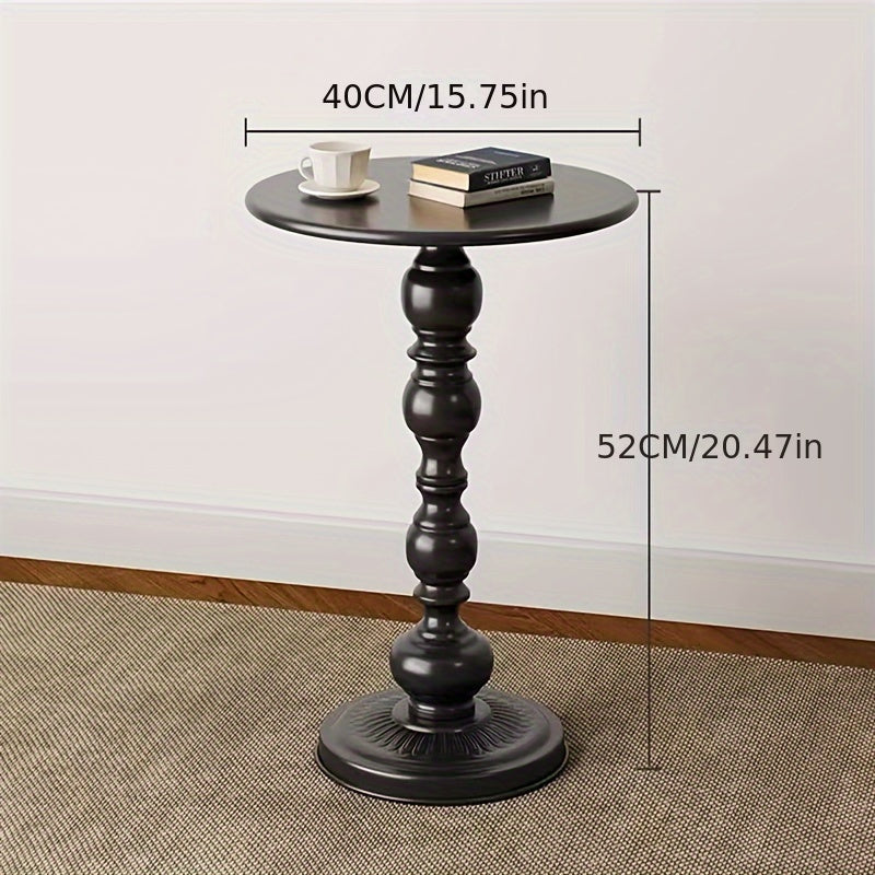 Stylish Black Metal Side Table - Retro Design, Small Coffee & Bedside Furnishing for Living Room and Outdoor Space