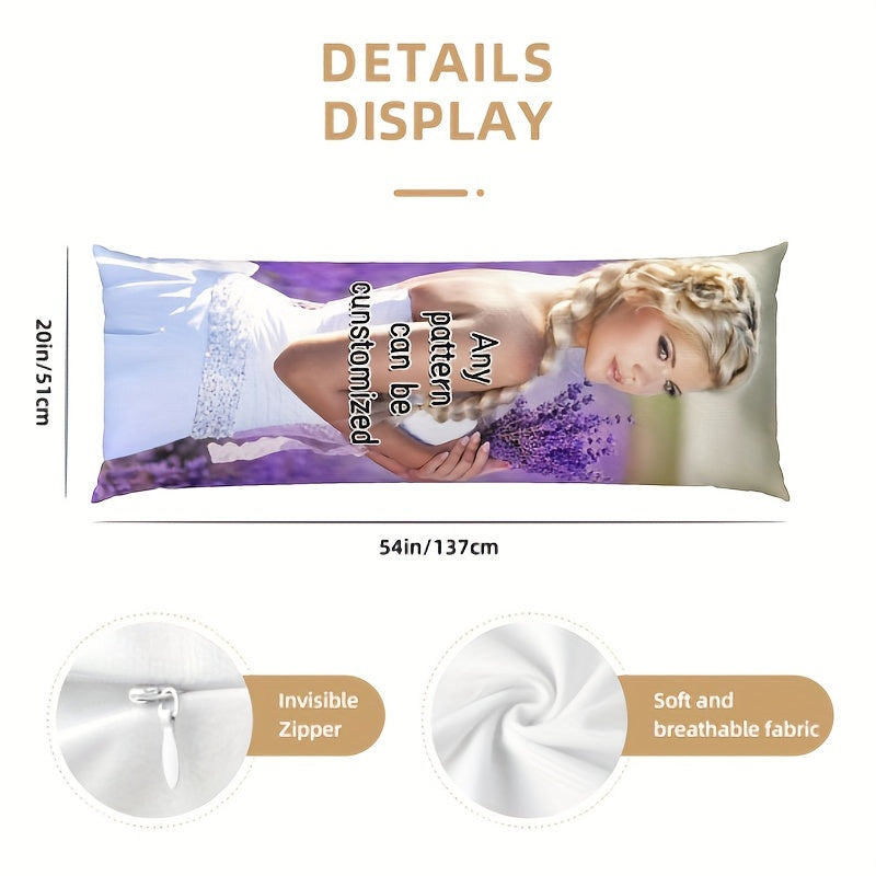 Custom Photo Body Pillowcase - Ideal for Valentine's Day, Christmas, Thanksgiving, and Anniversary Presents - Luxuriously Soft, Printed on Both Sides, Measures 20x54 inches.