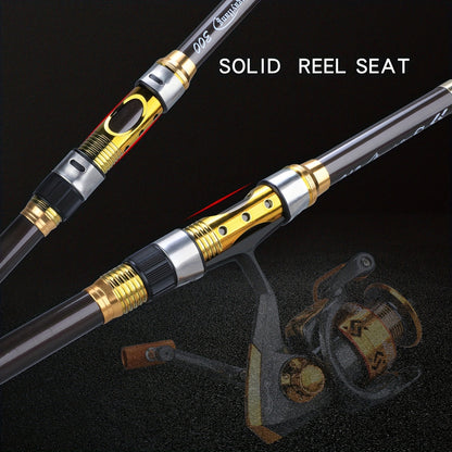 Sougayilang Telescopic Spinning Fishing Rod, 207.87cm to 294.74cm, Golden Carbon Fiber, Medium Action, Freshwater & Saltwater.