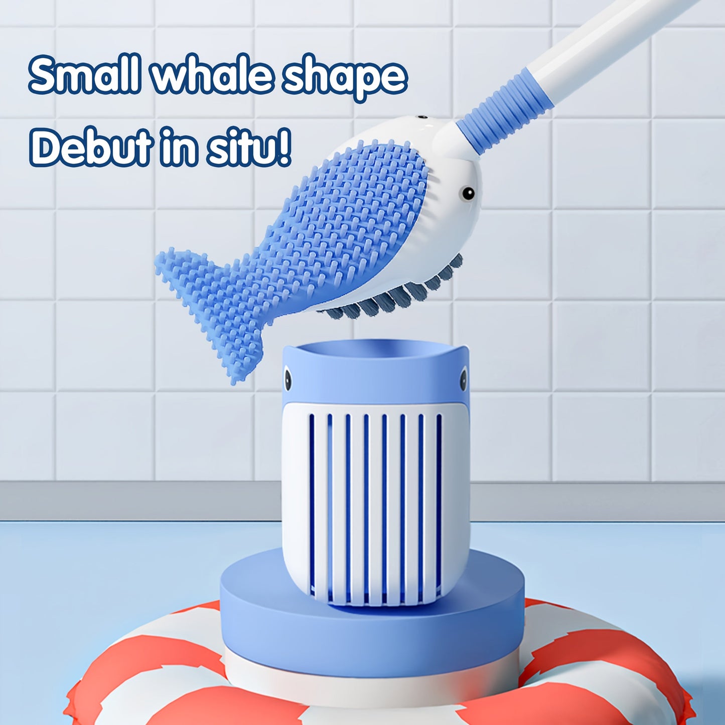 Silicone Whale-Shaped Toilet Brush with Soap Dispenser and Long Handle - Ideal for Cleaning Bathroom and Toilet, Comes with Suction Cup Holder for Easy Storage