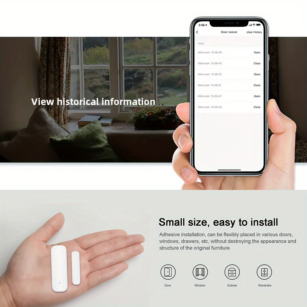 WiFi-enabled home security system with magnetic sensors for doors/windows, voice control, app remote access, customizable modes, and compatibility with Alexa and Google Assistant.