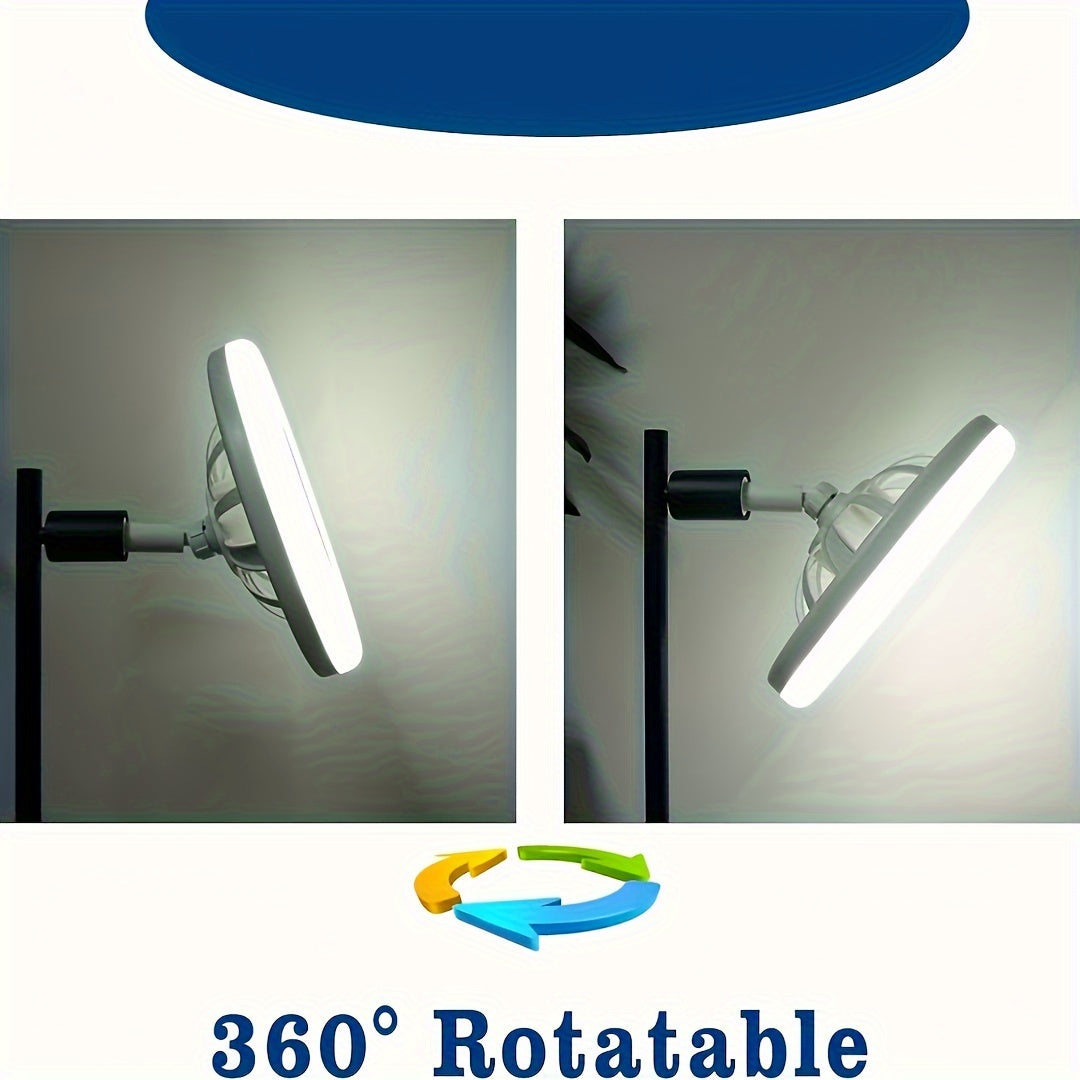 Smart Dimmable LED Ceiling Fan Light with Remote, featuring a 360° Rotatable E27 Base for maximum flexibility. Enjoy high-velocity air circulation with 3 adjustable speeds, and choose from a color temperature range of 3000K-6500K. This versatile light is