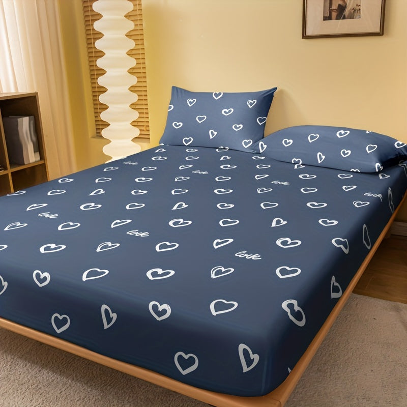 One piece of Simple Love Print Brushed Fitted Sheet, providing soft and comfortable bedding for your mattress. This protective cover is perfect for bedroom or guest room use, with deep pockets for a secure fit. Includes fitted bed sheet only.