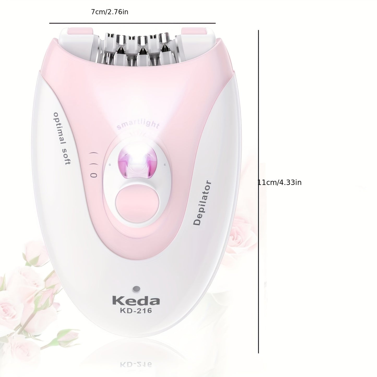 HATTEKER Electric Epilator for Women with Smartlight, Stainless Steel Blade, USB Charging, Rechargeable Nickel Battery - Effective Hair Removal with minimal discomfort.