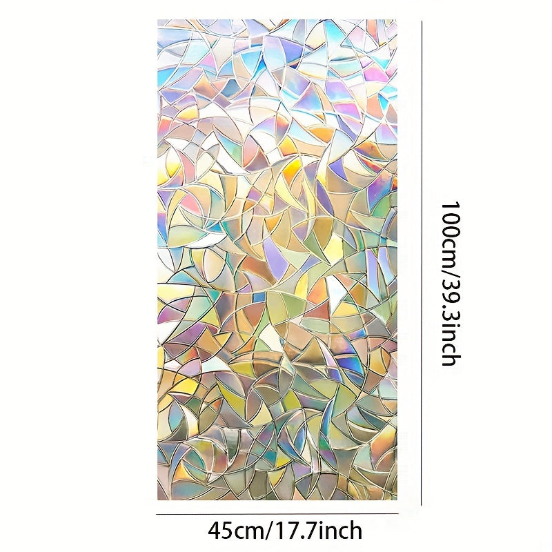 Decorate your bedroom or living room with this 1pc Rainbow Window Privacy Film. The 3D decorative window vinyl mimics stained glass, adding a unique touch to your home decor. The static cling makes installation easy and mess-free.