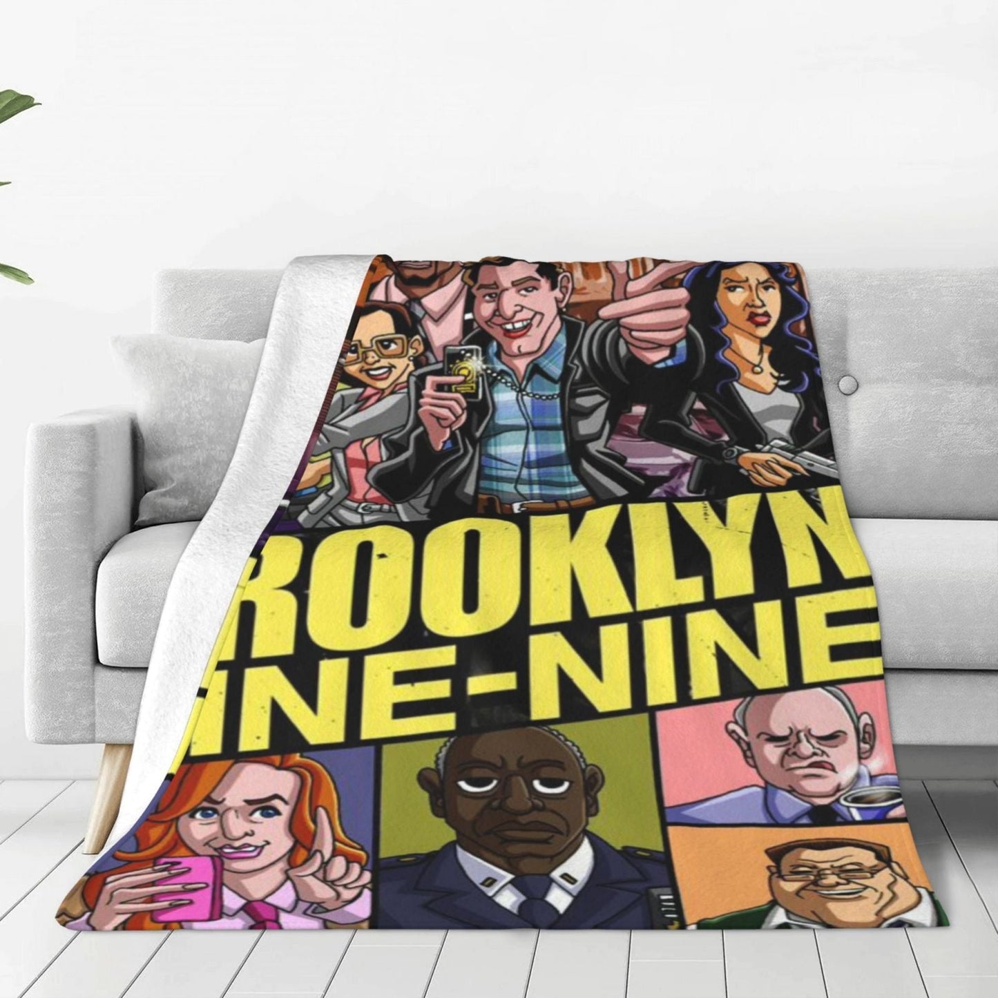 Brooklyn Nine-Nine TV Show Flannel Fleece Blanket - Soft Polyester Throw for Home & Office - Lightweight Travel Shawl for All Seasons - Pet Friendly - Digital Print Design - 250-300gsm