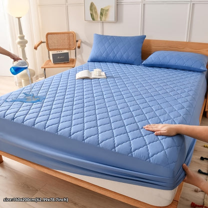 Waterproof mattress protector cover - quilted, machine washable, water-resistant. 80-85gsm polyester & polyurethane blend. Suitable for bedroom, dorm, hotel. Pillowcase not included.