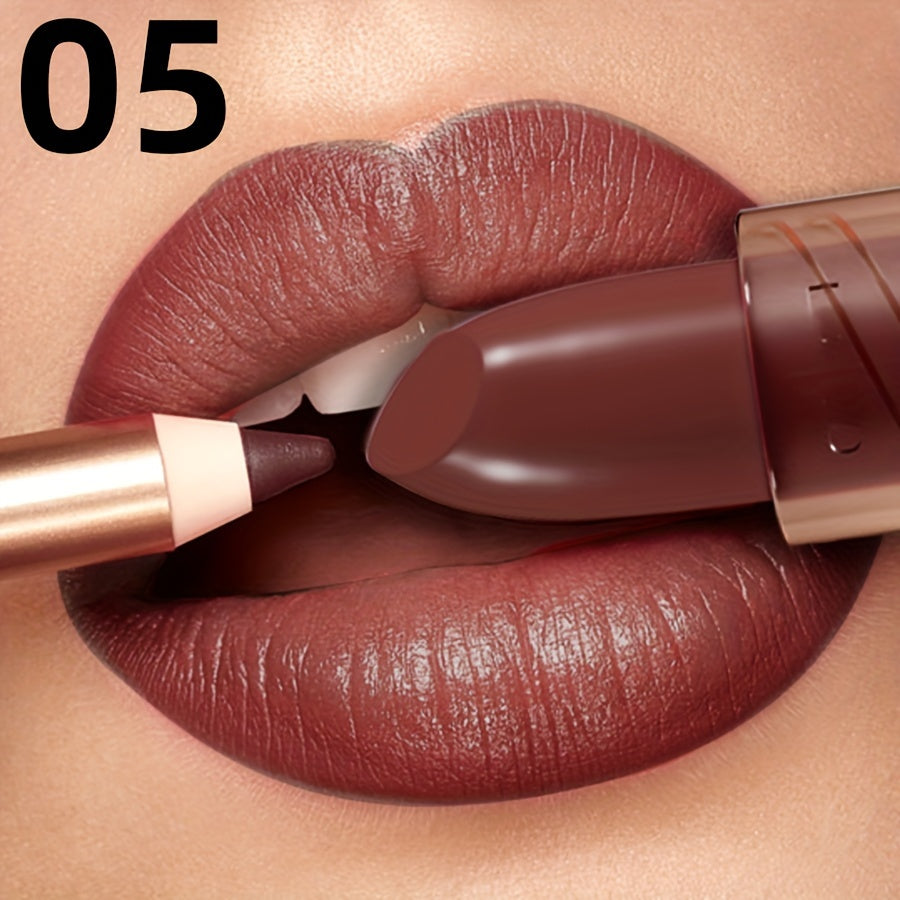 Long-lasting waterproof non-stick lipstick with high color lip gloss formula.