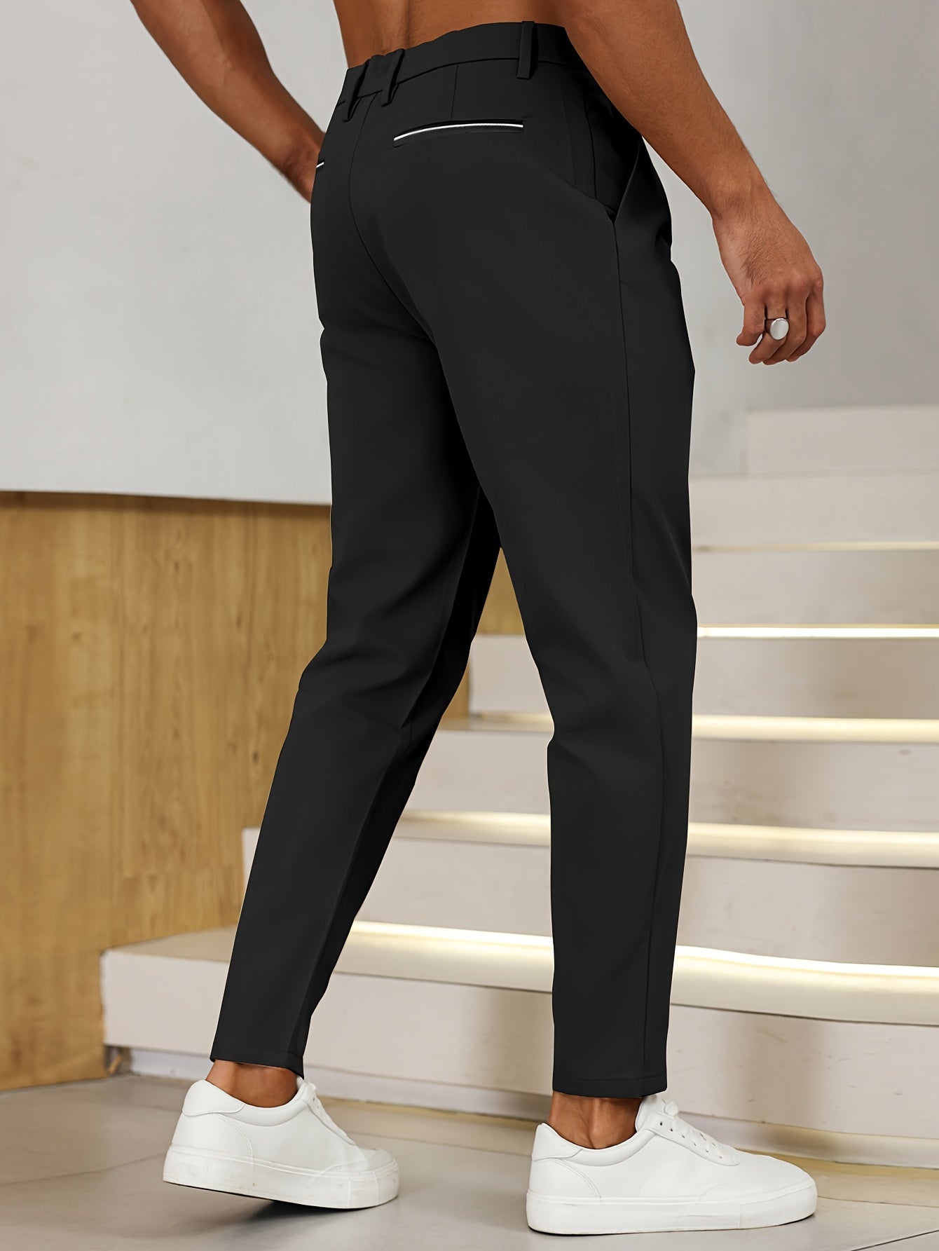 Versatile Men's Business Casual Pants with Elegant Waistband and Pleats