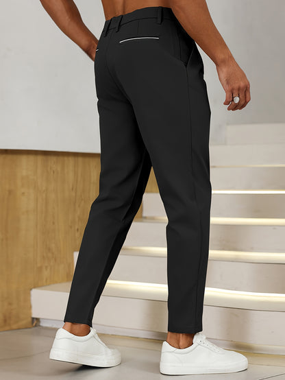 Versatile Men's Business Casual Pants with Elegant Waistband and Pleats