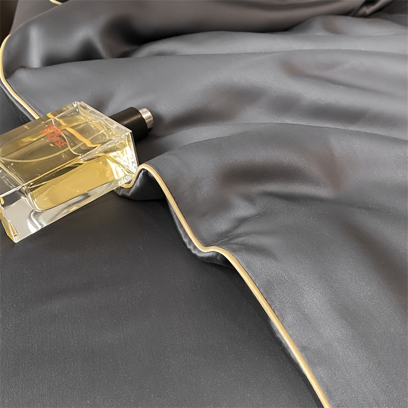 Dreamacity Elegant Summer Quilt - Luxurious Golden Embroidery on Soft, Skin-Friendly 100% Ultrafine Microfiber. Vintage Style Lightweight Cooling Bedding, Machine Washable in Grey. 90g Fabric Weight, Quilting Fabric Only. (Pillowcase & Sheet Not Included)