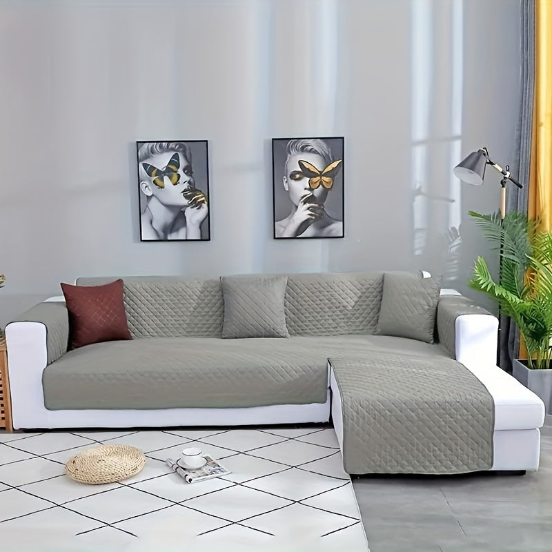 Waterproof and dustproof sofa cover for L shape sofas, pet-friendly and double-sided, perfect for living rooms, offices, and home decor.