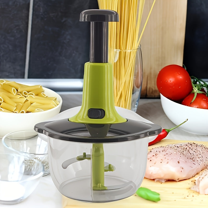 Essential Kitchen Tool: KitchenPro Metal Hand Food Chopper - Straight Blade Edge, Multi-Function Manual Press Chopper for Vegetables, Fruits, Herbs, Meat Mash, Salad, Pesto, Salsa - Ideal for Quick Prep