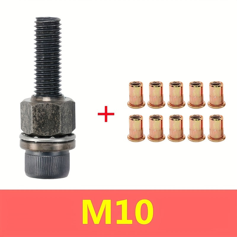 Manual pull rivet nut tool for thin iron skin.