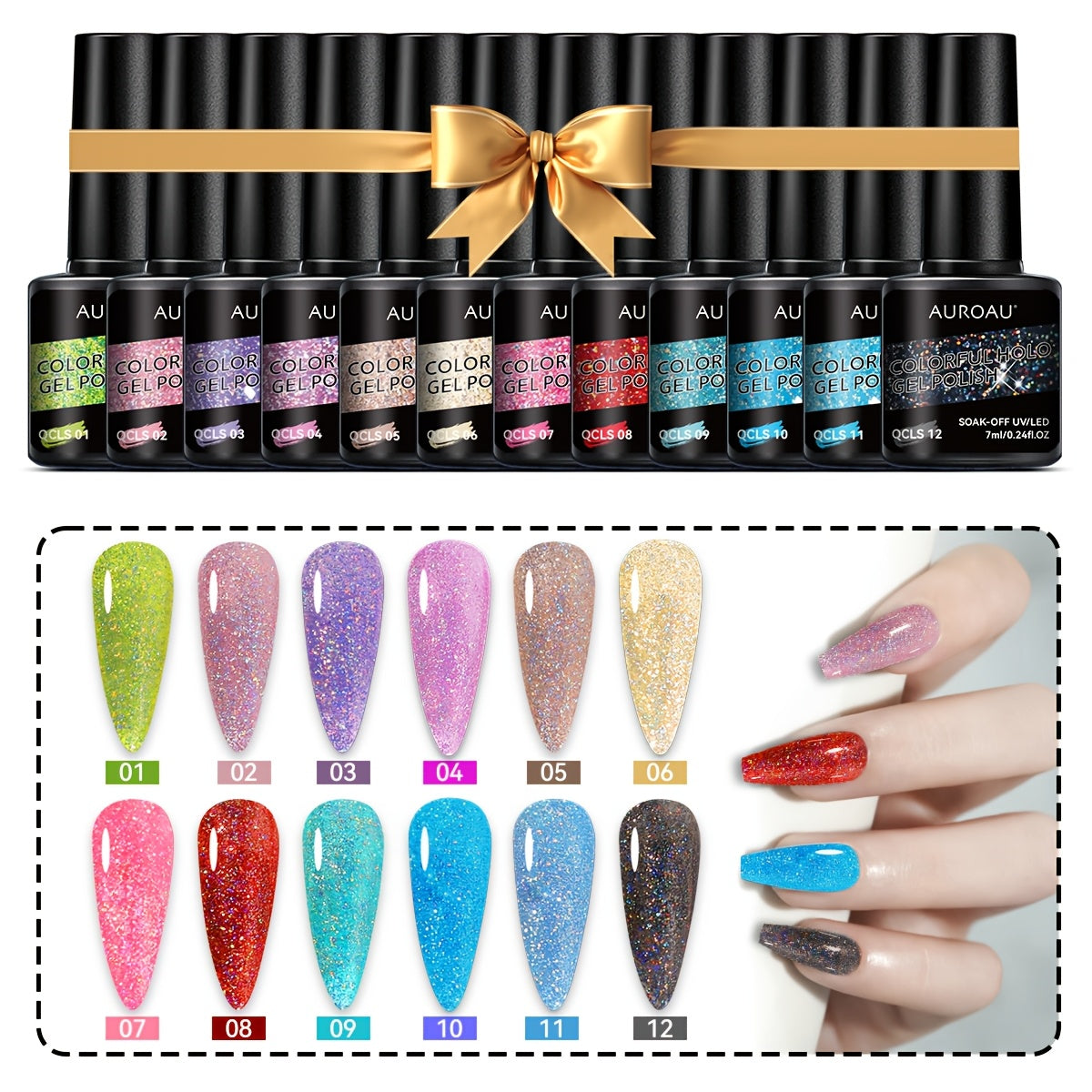 1pc Vibrant Holographic Gel Nail Polish - Fast-Drying, High-Shine, Long-Lasting - Great for DIY Nails, No Alcohol